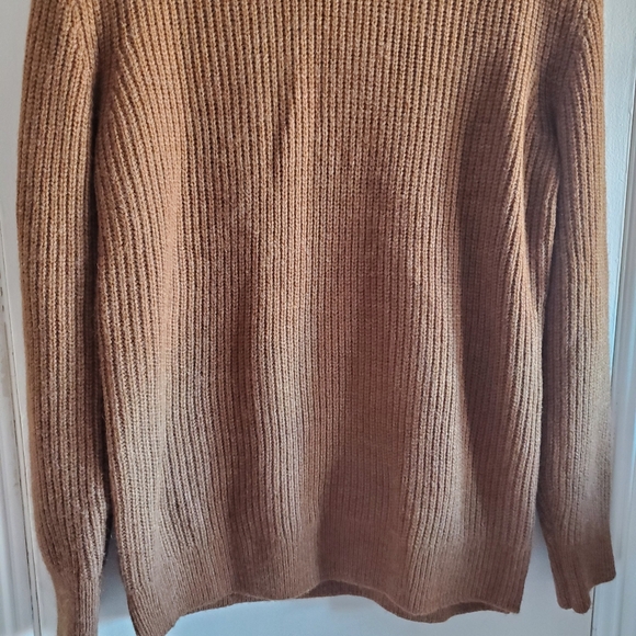 Gap Chunky Knit Mock Neck Sweater Wool Alpaca Blend Camel Brown Size M Cozy - Picture 4 of 13